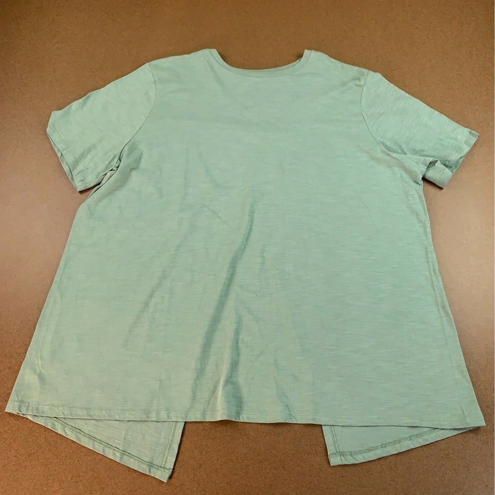 ASOS DESIGN Curve Women's Size 14 Green Short Sleeve Drapey Split Back T-Shirt